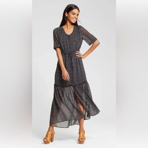 Who What Wear Black Polka Dot Size L